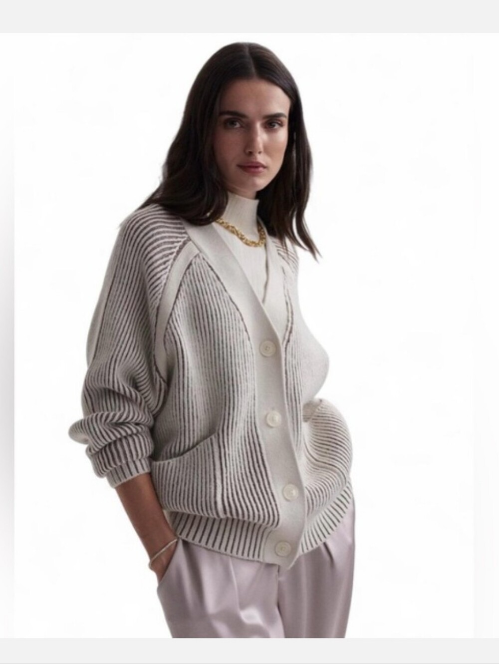 Women's Varley Jude Plated Cardigan Size Small Button Down Ribbed Soft
